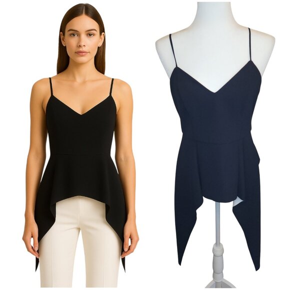 Bardot Black Asymmetric Peplum Cami Top Size 8 / Medium - Picture 1 of 15